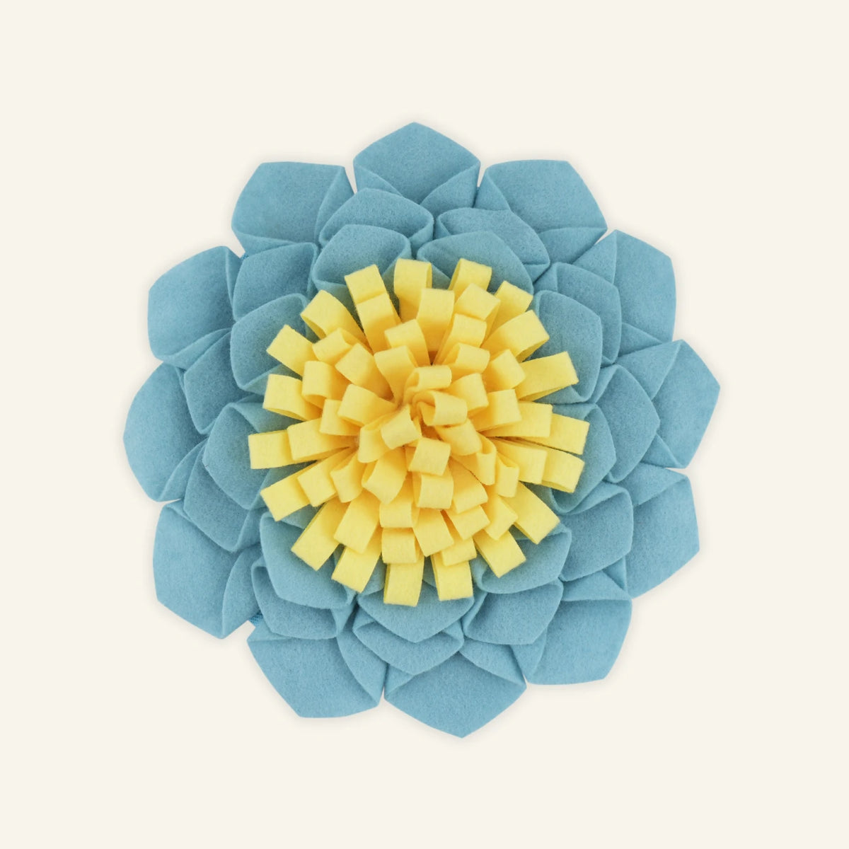 The Foraging Flower in Dusky Blue & Butter, fleece snuffle mat for guinea pigs #Colour_Dusky Blue & Butter