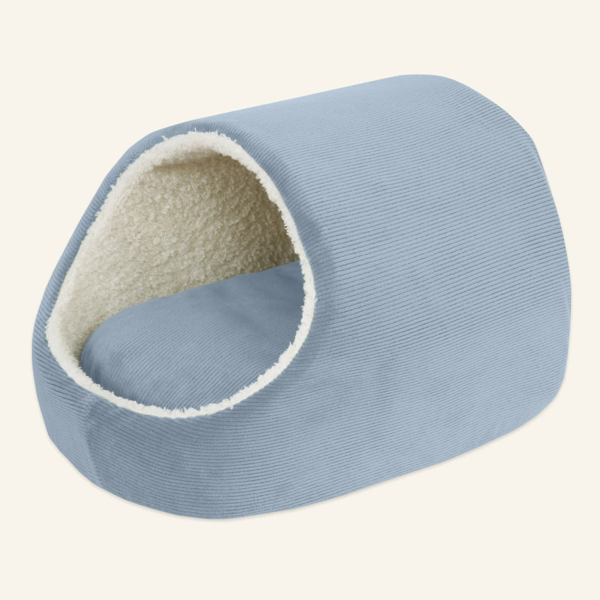 The Nest in Dusky Blue, corduroy guinea pig bed with sherpa cushion #Colour_Dusky Blue