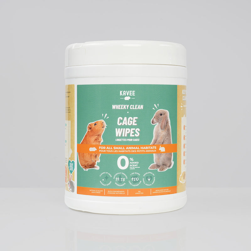 kavee tub of cage cleaning wipes on grey background