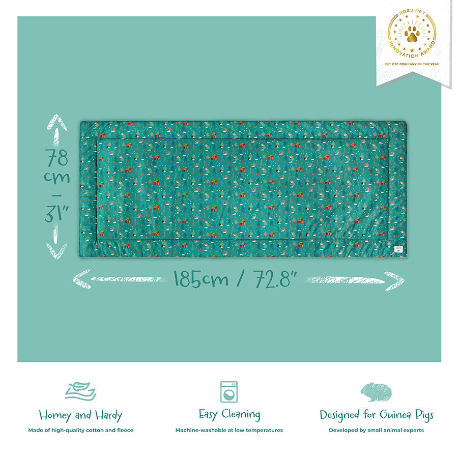 Sizing guide for 5x2 Kavee Christmas fleece liner for guinea pigs