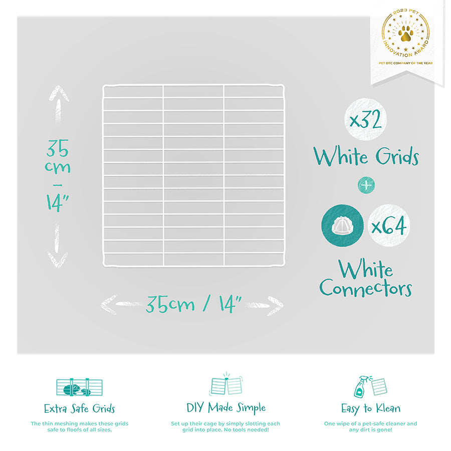 Grilles blanches pour cage de cochon d'Inde C&C