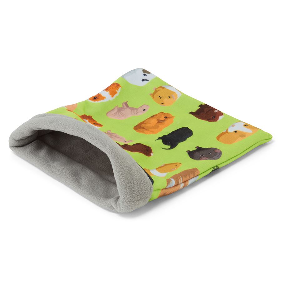 a guinea pig accessory hideout sleep sack bed in green guinea pig fabric fleece by kavee