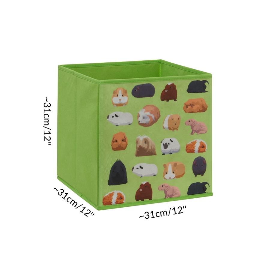 dimension size cube storage box for C&C cage kavee guinea pig pattern green UK
