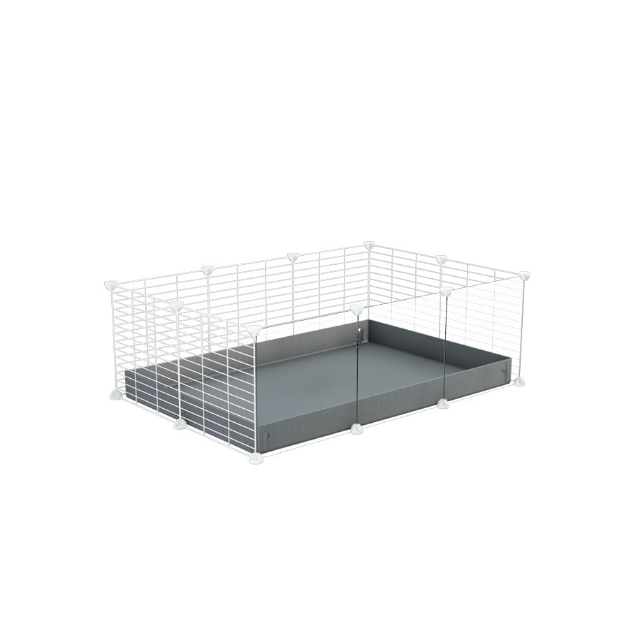 A cheap 3x2 C&C cage with clear transparent perspex acrylic windows for guinea pig with grey coroplast and baby proof white CC grids from brand kavee