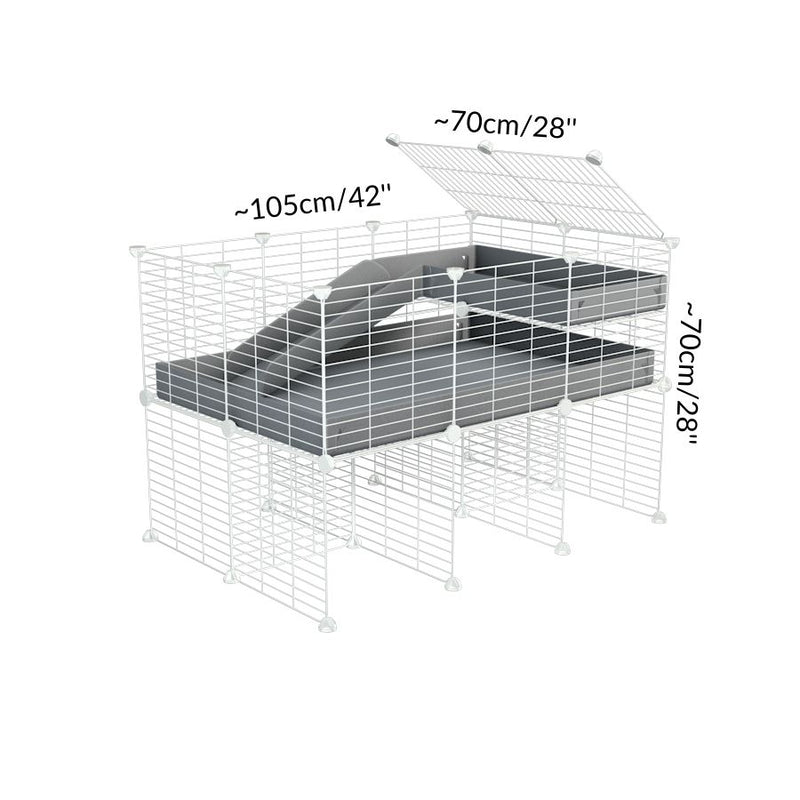Dimensions of A 2x3 C and C guinea pig cage with stand loft ramp lid small size meshing safe white C and C grids grey correx sold in UK