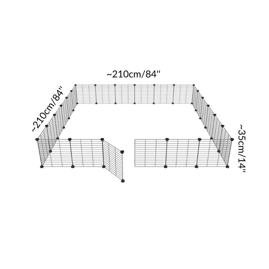 Dimensions of a 6x6 outdoor modular playpen with small hole safe C&C grids for guinea pigs or Rabbits by brand kavee