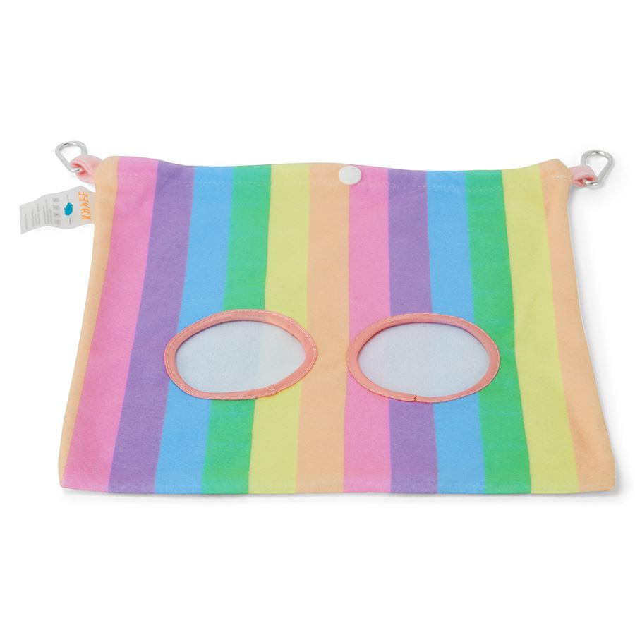 a guinea pig hay bag in rainbow fleece by kavee