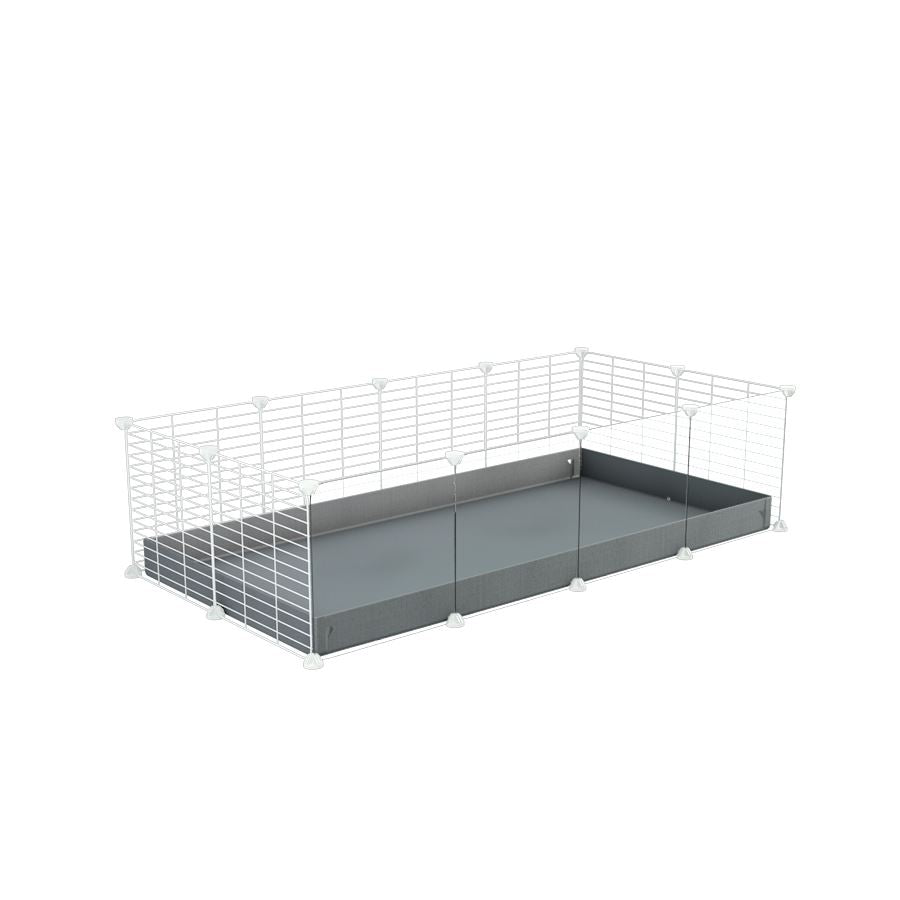 A cheap 4x2 C&C cage with clear transparent perspex acrylic windows for guinea pig with grey coroplast and baby proof white C and C grids from brand kavee