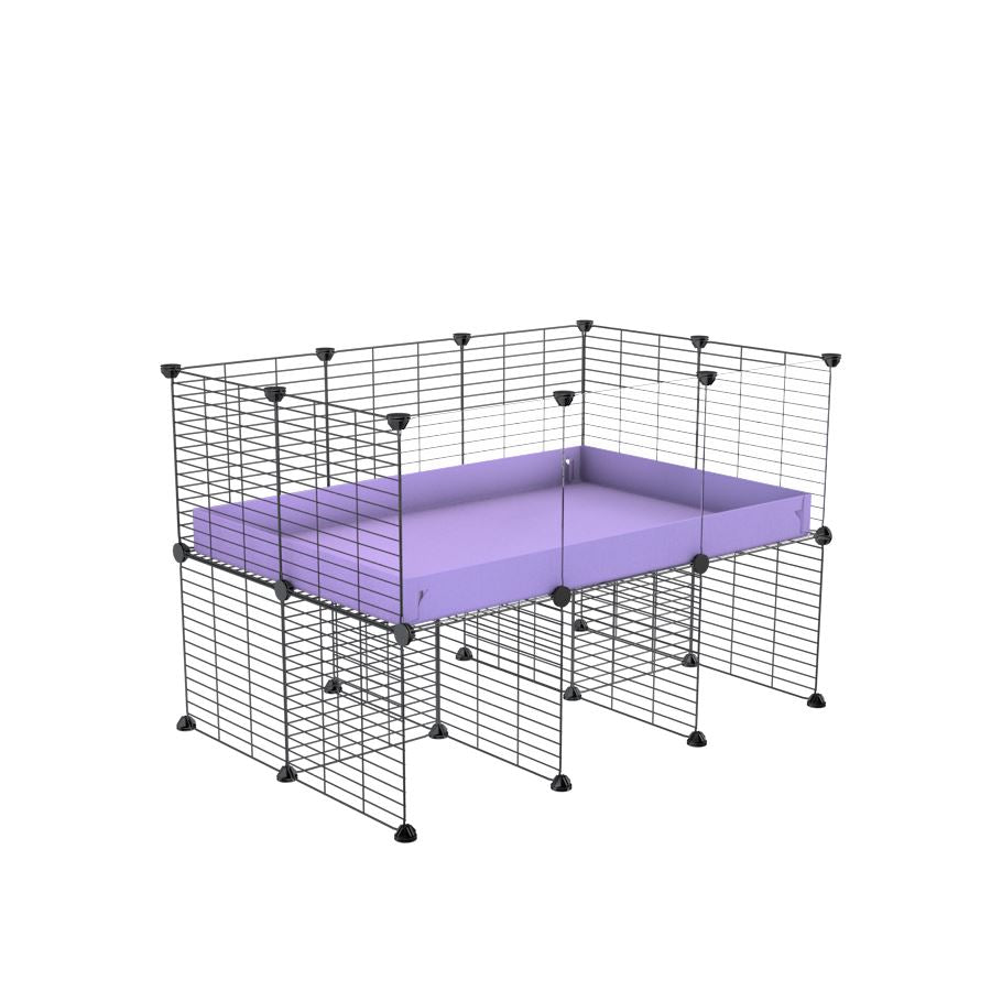a 3x2 CC cage with clear transparent plexiglass acrylic panels for guinea pigs with a stand purple lilac pastel correx and grids sold in UK by kavee