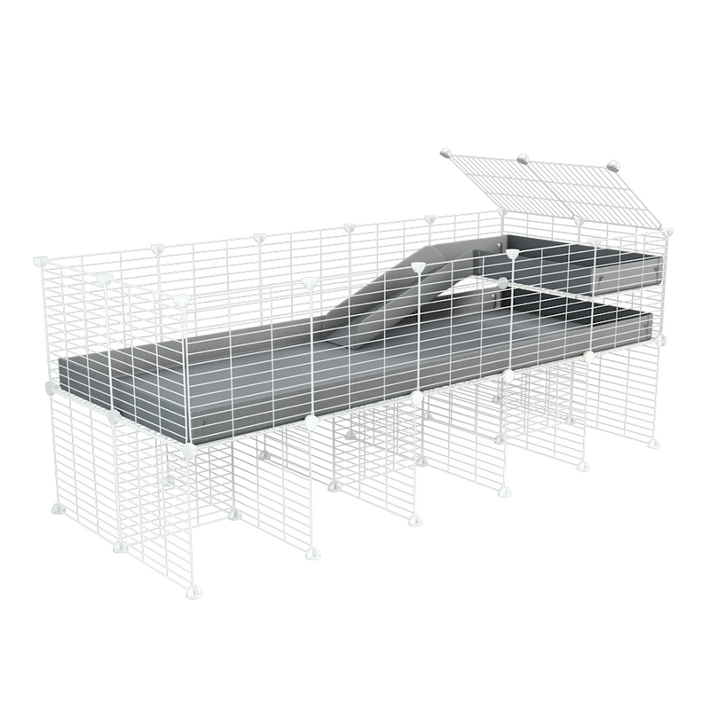 a 5x2 CC guinea pig cage with stand loft ramp small mesh white C&C grids grey corroplast by brand kavee