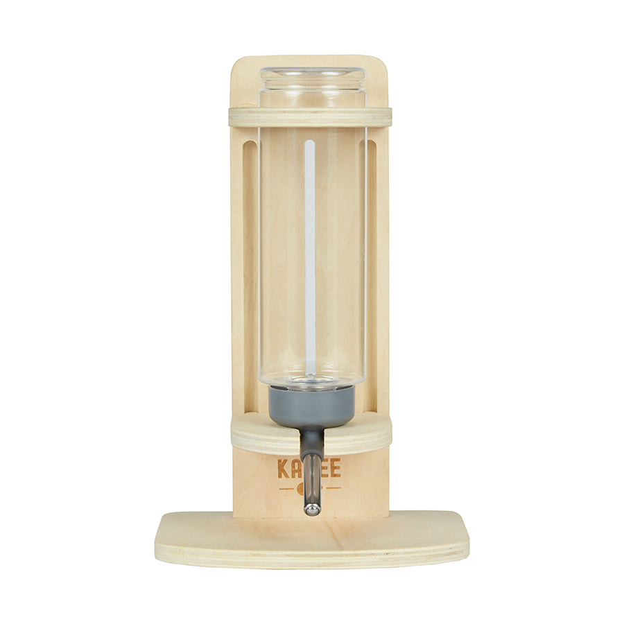 front view of a kavee fsc free standing wooden guinea pig water bottle stand