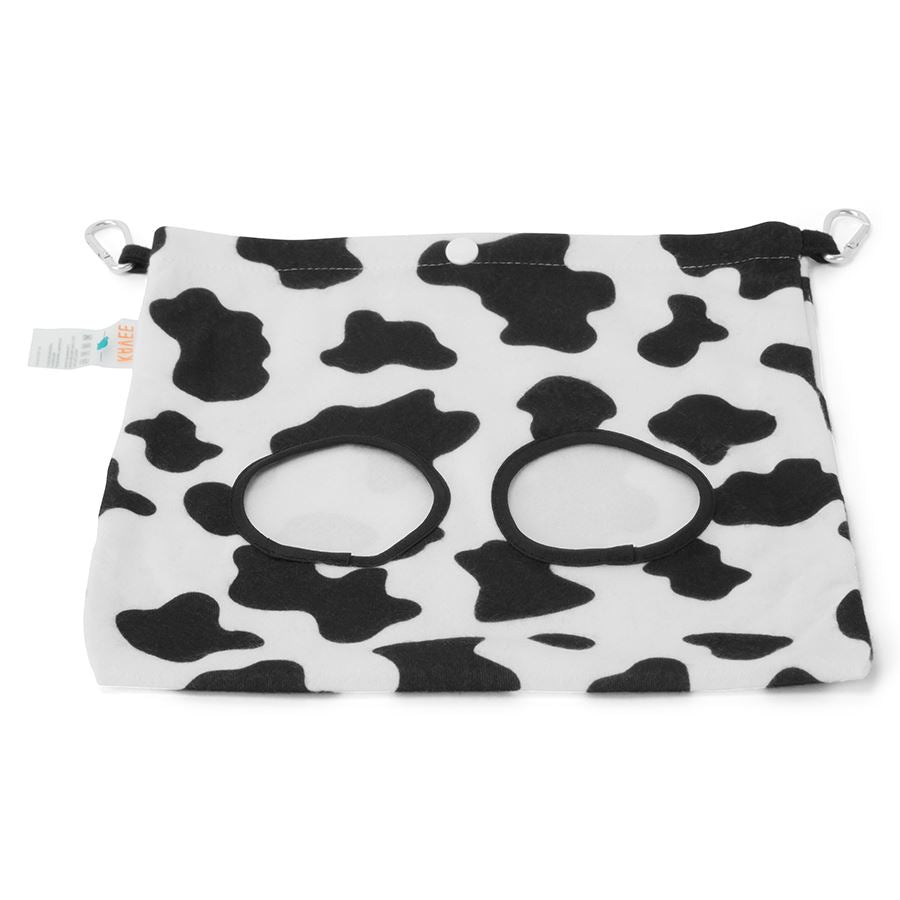 a guinea pig hay bag in cowprint fleece by kavee