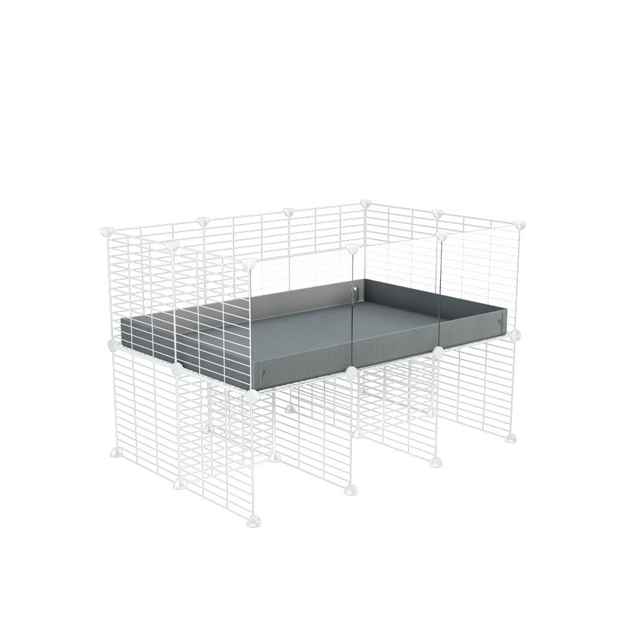 a 3x2 CC cage with clear transparent plexiglass acrylic panels for guinea pigs with a stand grey correx and white C and C grids sold in UK by kavee