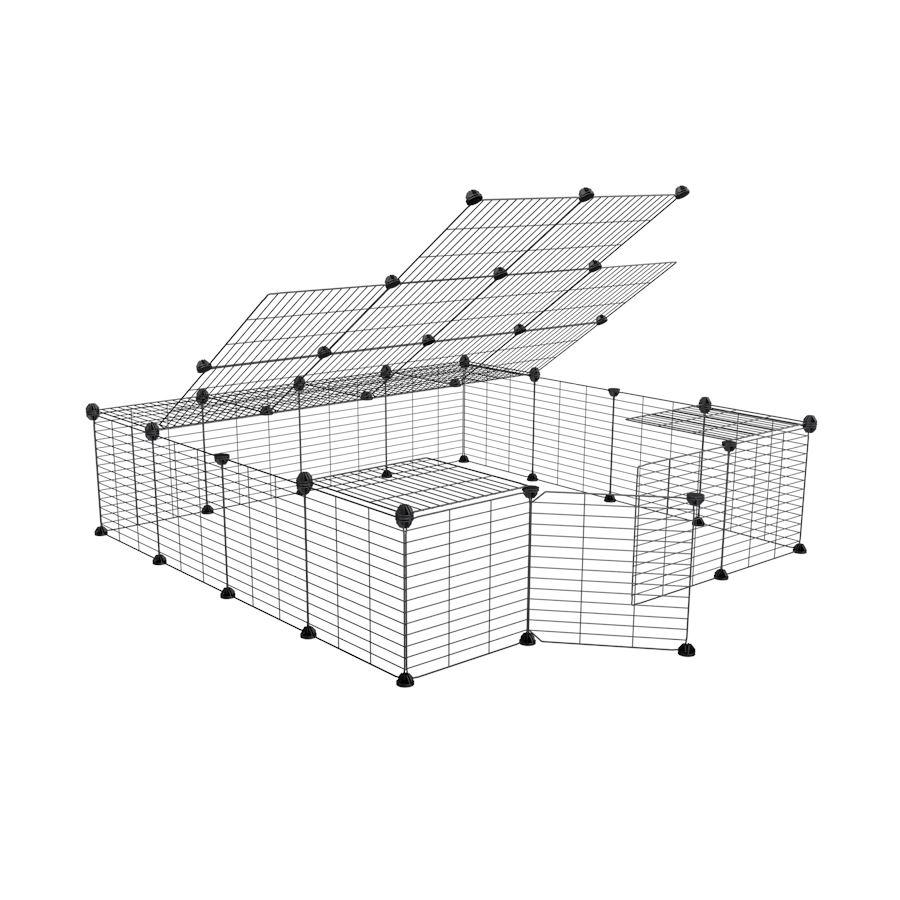 a 4x4 outdoor modular run with baby bars safe C&C grids and lid for guinea pigs or Rabbits by brand kavee