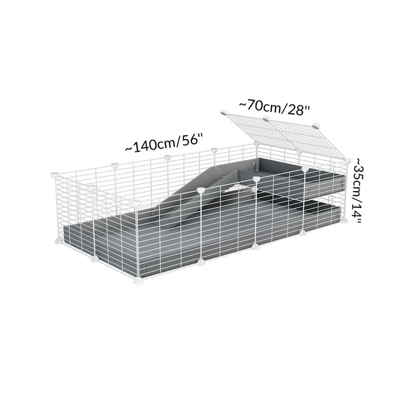 Dimensions of a 2x4 C and C guinea pig cage with loft ramp lid small hole size white CC grids grey coroplast kavee