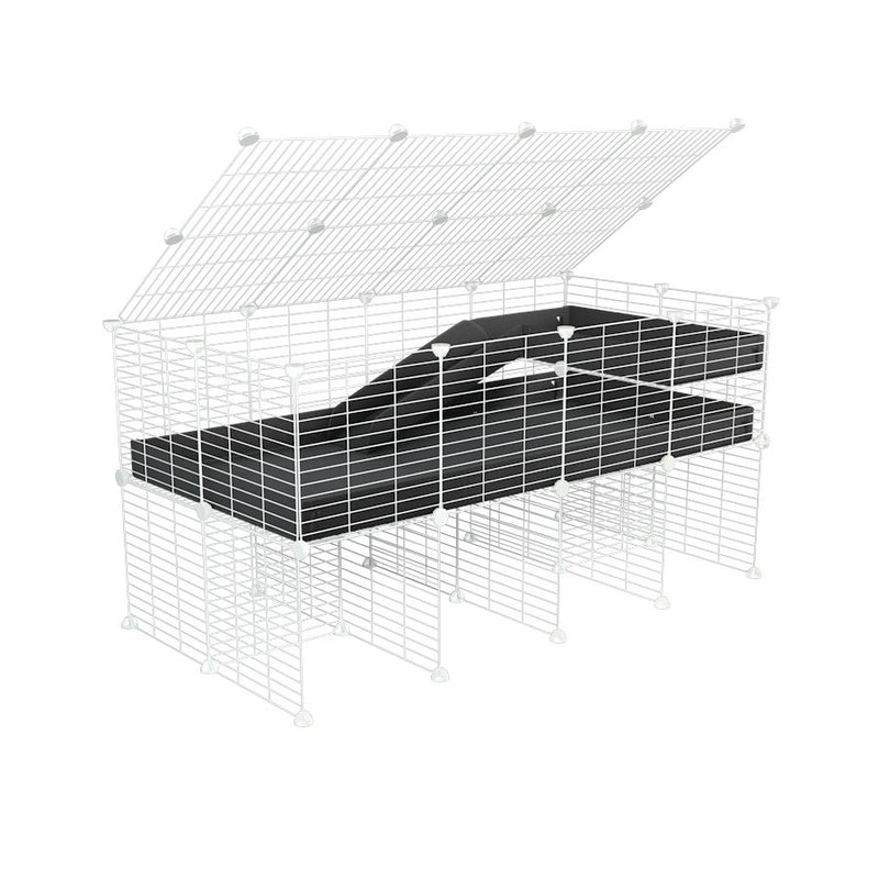 A 2x4 C and C guinea pig cage with stand loft ramp lid small size meshing safe white grids black correx sold in UK