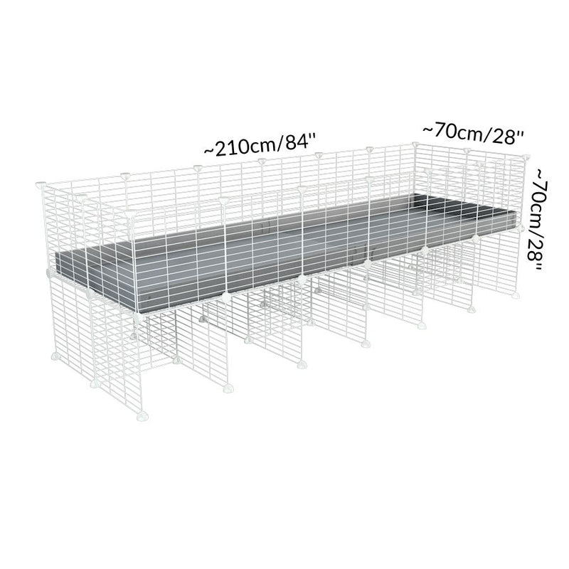 Dimensions of a 6x2 C&C cage for guinea pigs with a stand and a top grey plastic safe white grids by kavee