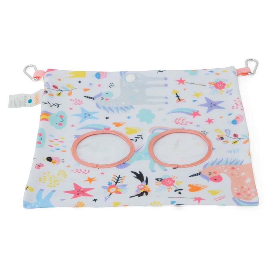 a guinea pig hay bag in pink unicorn fleece by kavee