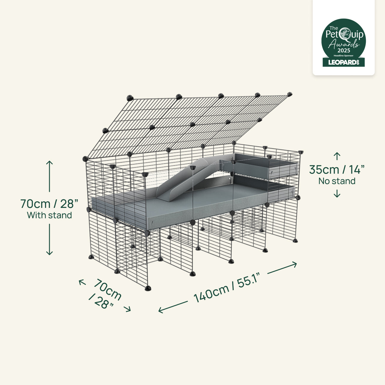 Cage C&C 4x2 pour cochon d'Inde avec mezzanine