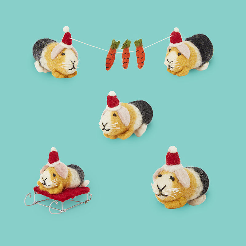 Guinea Pig Christmas Decorations | 4 Guinea Pig Ornaments