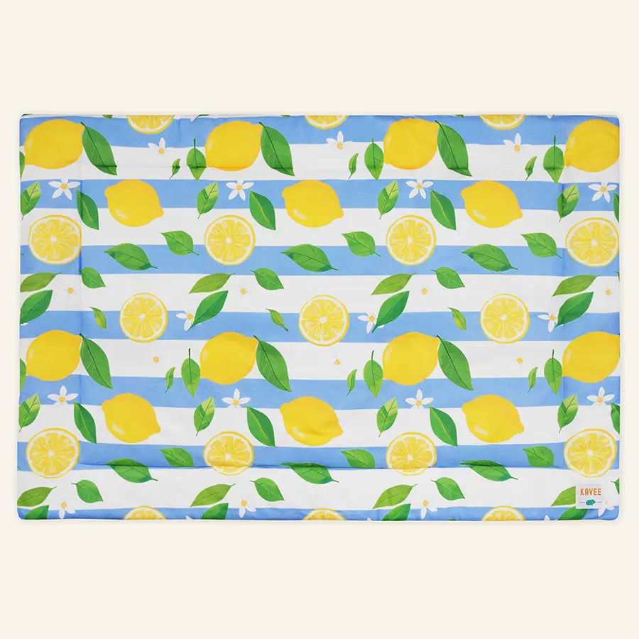 Kavee Lemon Amalfi plush fleece liner for guinea pigs — flat product shot, 3x2 size