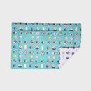 Kavee Sushi design reversible fleece liner - blue side up - on grey background