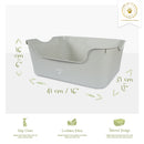 kavee grey litter tray image showing product features and dimensions