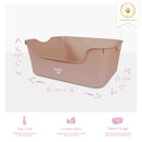 kavee pink litter tray image showing product features and dimensions
