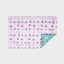 Kavee Sushi design reversible fleece liner - pink side up - on grey background