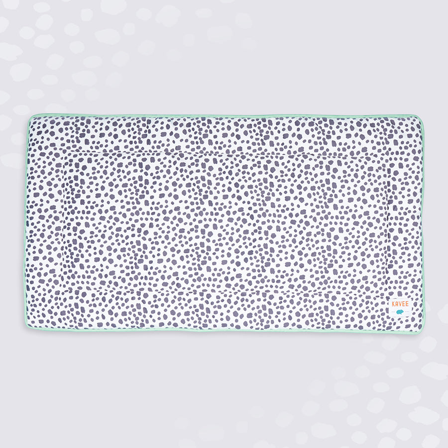 Kavee Dreamy Dalmatian Print fleece liner on grey spotted background