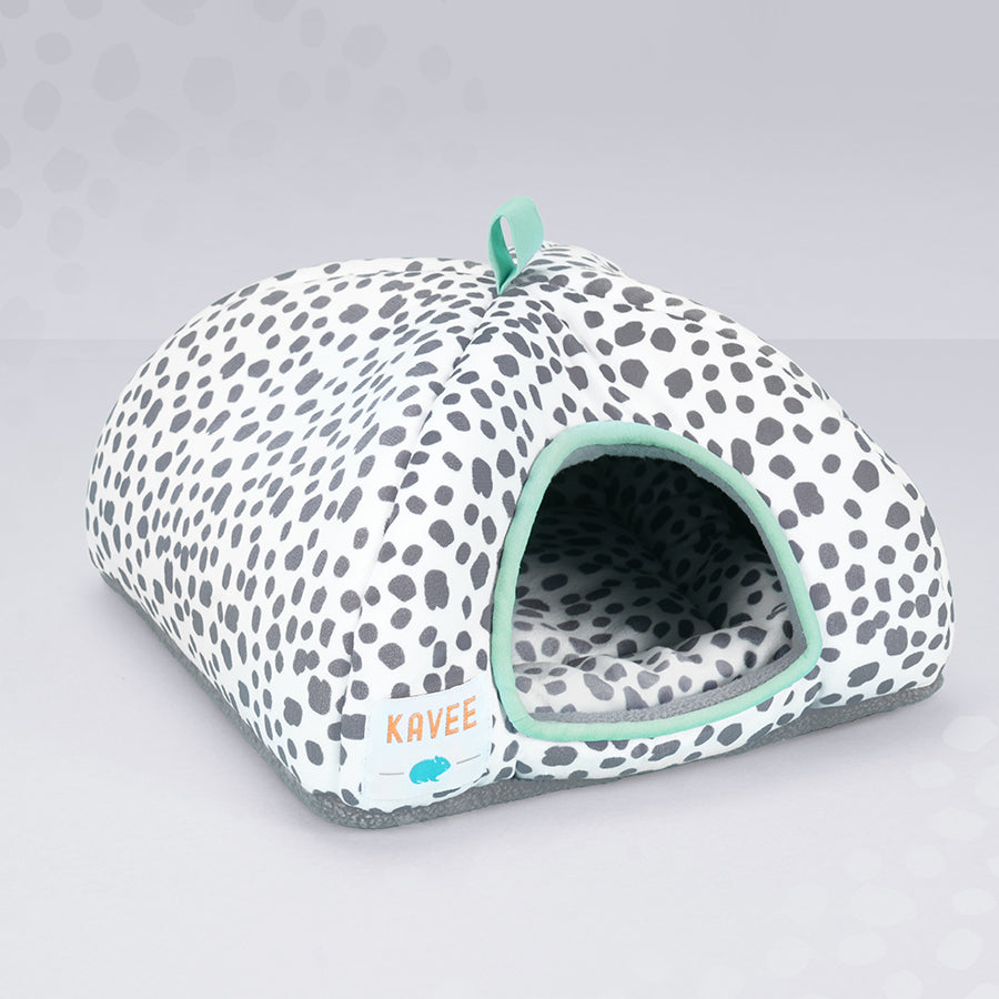 Kavee Dreamy Dalmatian print fleece hidey house on grey background