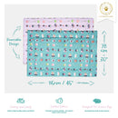 Kavee 3x2 Sushi design reversible fleece liner image showing text with product features and dimensions