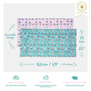 Kavee 4x2 Sushi design reversible fleece liner image showing text with product features and dimensions