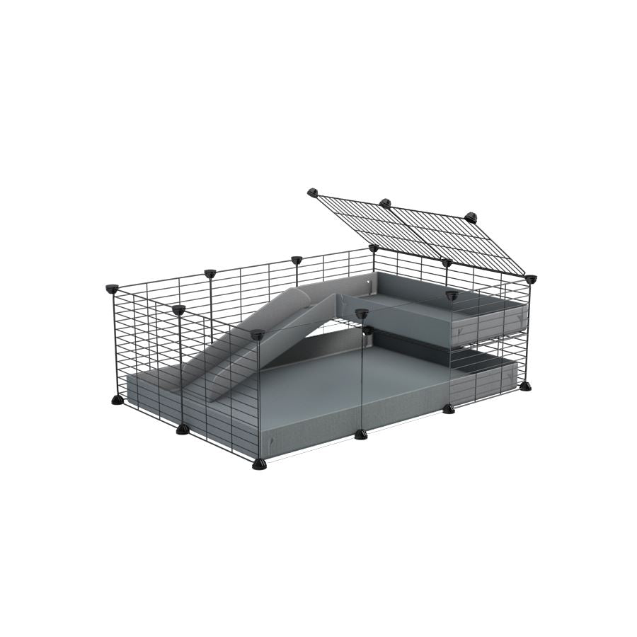 3x2 Clear C&C Guinea Pig Cage with Loft & Ramp