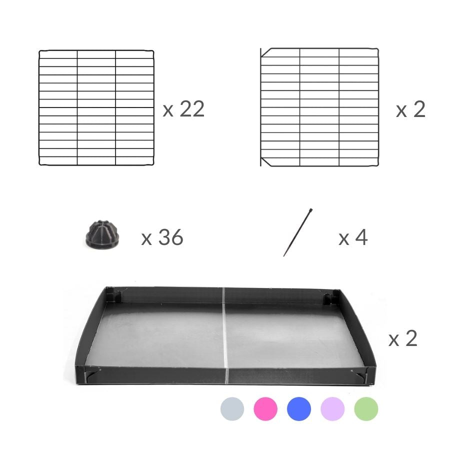 Material for A 3x3 C&C rabbit cage with safe baby bars grids and grey coroplast by kavee UK