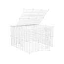 a tall 3x3 outdoor modular playpen with a lid and baby proof C and C white grids for guinea pigs or Rabbits by brand kavee