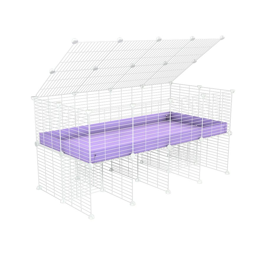 a 4x2 C&C cage for guinea pigs with a stand and a top purple lilac pastel plastic safe white C and C grids by kavee