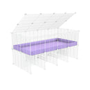 a 4x2 C&C cage for guinea pigs with a stand and a top purple lilac pastel plastic safe white C and C grids by kavee