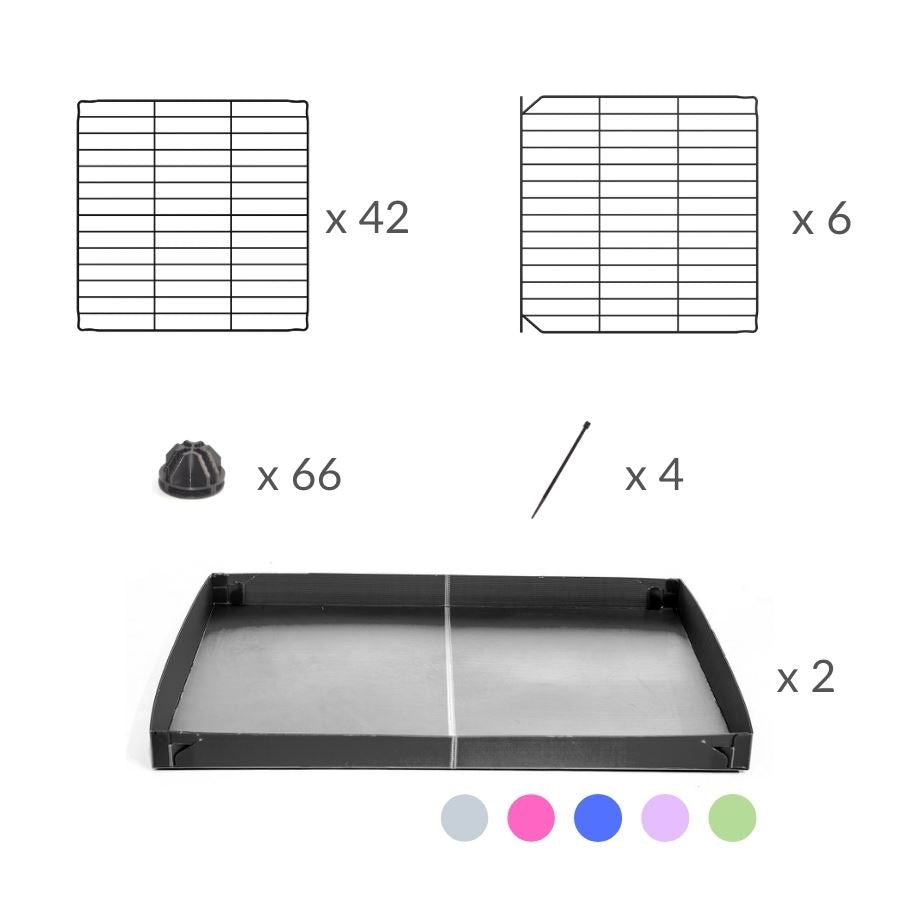 Material for A 4x4 C&C rabbit cage with top and safe baby bars grids and blue coroplast by kavee UK