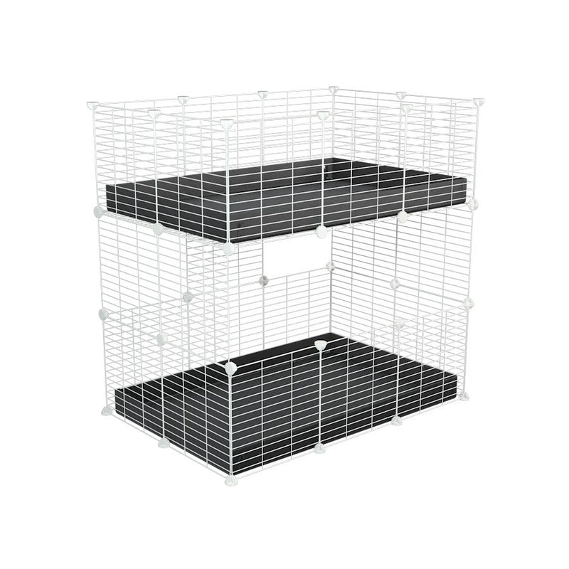 A two tier 3x2 c&c cage for guinea pigs with two levels black correx baby safe white grids by brand kavee in the uk