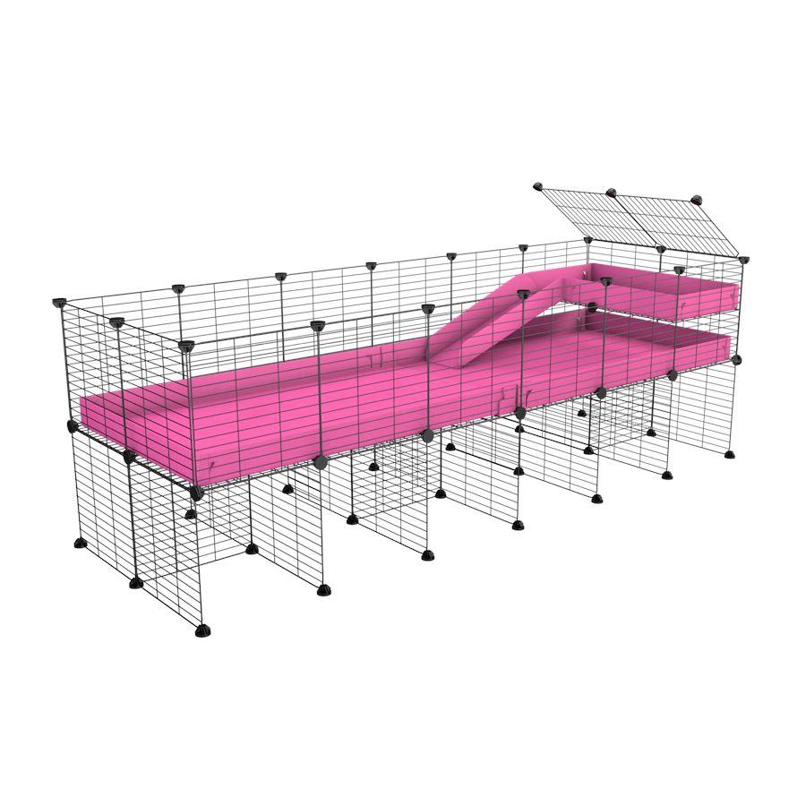 a 6x2 CC guinea pig cage with stand loft ramp small mesh grids pink corroplast by brand kavee