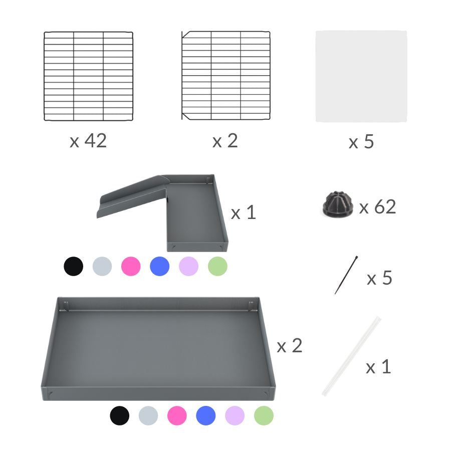 Material for a 6x2 CC guinea pig cage with clear transparent plexiglass acrylic panels  with stand loft ramp small mesh grids green pastel pistachio corroplast by brand kavee