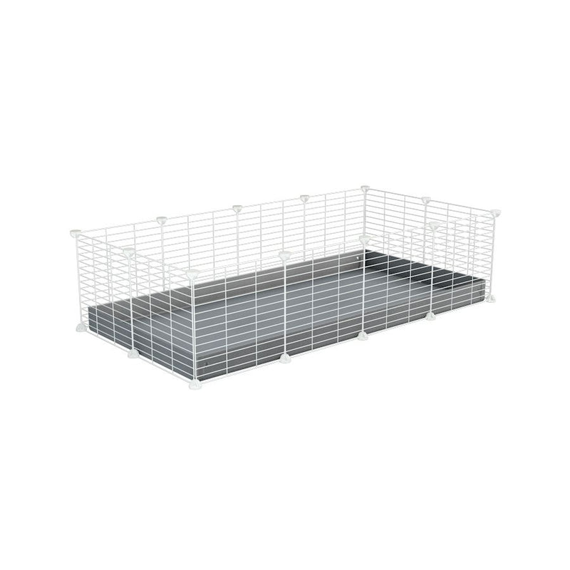 A cheap 4x2 C&C cage for guinea pig with grey coroplast and baby proof white C and C grids from brand kavee