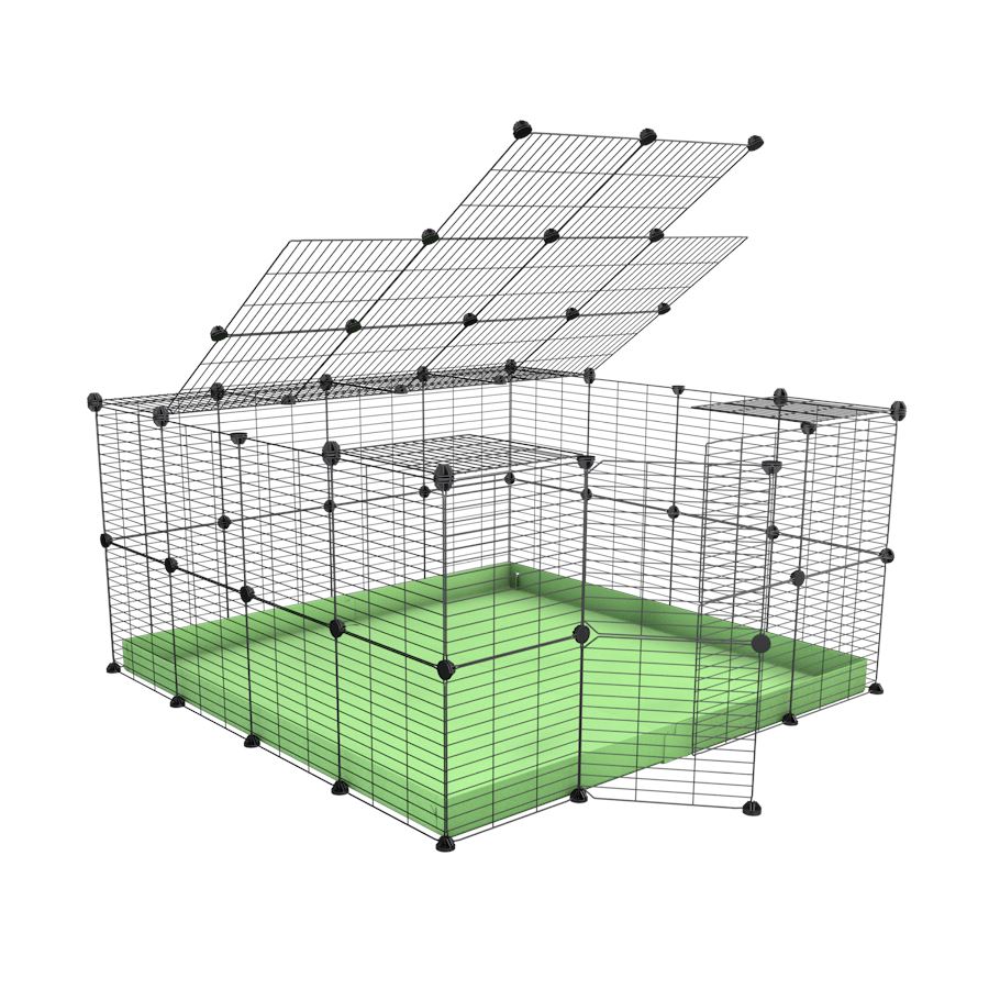 A 4x4 C&C rabbit cage with top and safe small mesh grids green pistachio coroplast by kavee UK