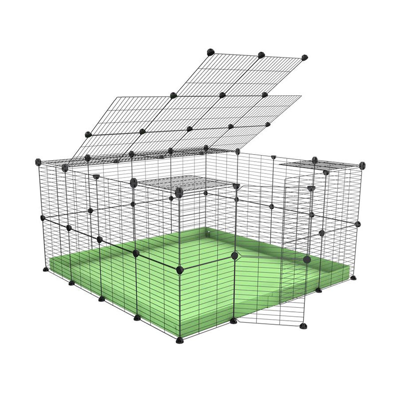 A 4x4 C&C rabbit cage with top and safe small mesh grids green pistachio coroplast by kavee UK