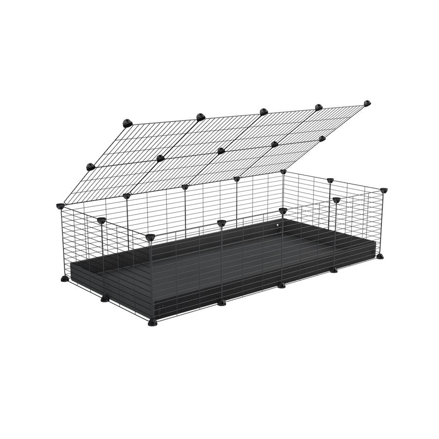 A 2x4 C and C cage for guinea pigs with black coroplast a lid and small hole grids from brand kavee