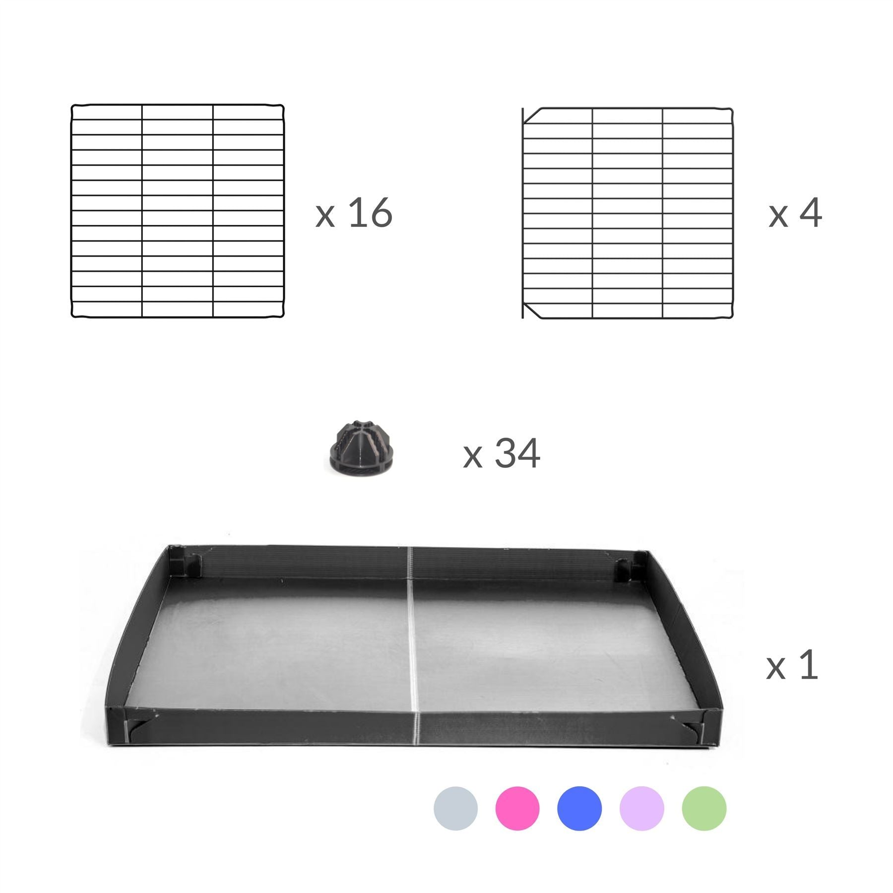 Material for A 2x4 C and C cage for guinea pigs with purple lilac pastel coroplast a lid and small hole grids from brand kavee