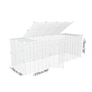Dimensions of a tall 6x2 outdoor modular run with a top and baby bars safe C&C white C and C grids for guinea pigs or Rabbits by brand kavee