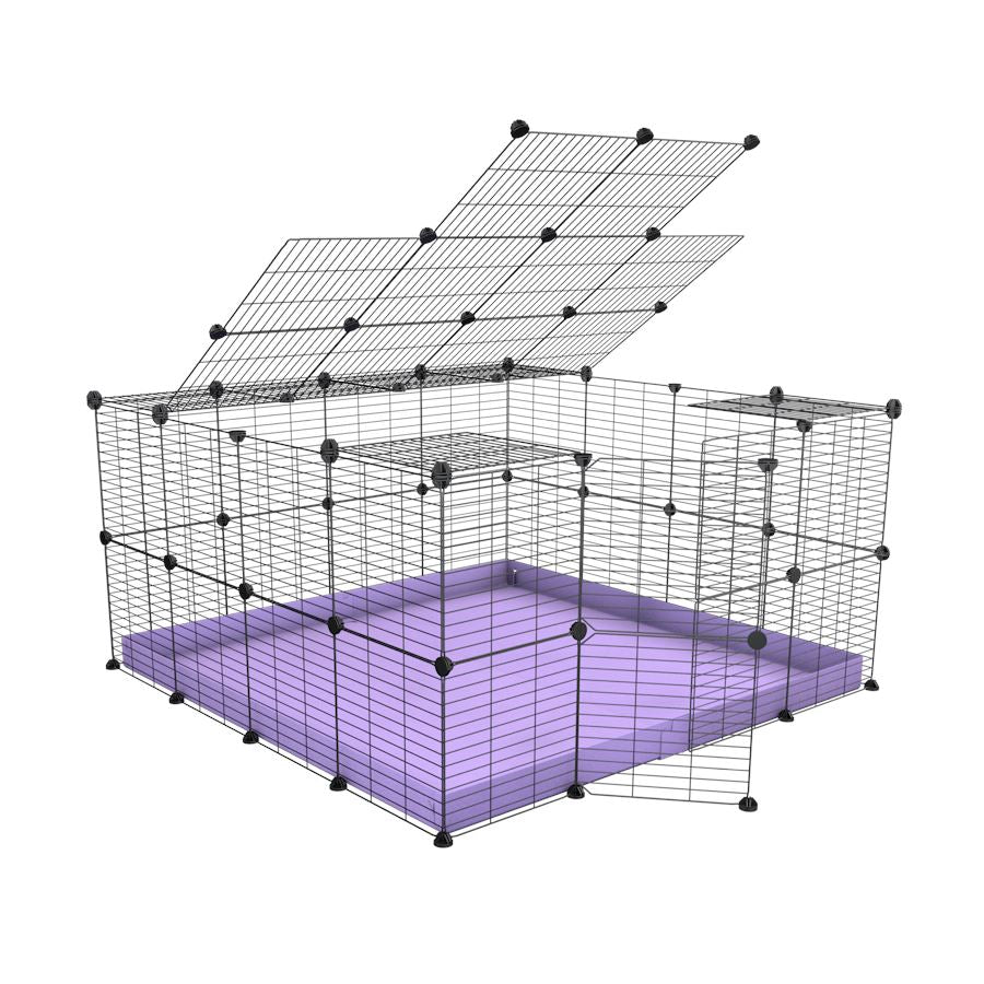 A 4x4 C&C rabbit cage with top and safe small meshing baby bars grids and purple coroplast by kavee UK