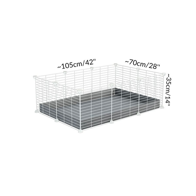 Dimensions of A 2x3 C and C cage for guinea pigs with grey coroplast a lid and small hole white grids from brand kavee